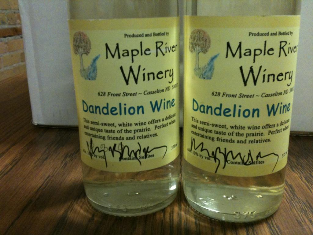 autographed dandelion wine bottles